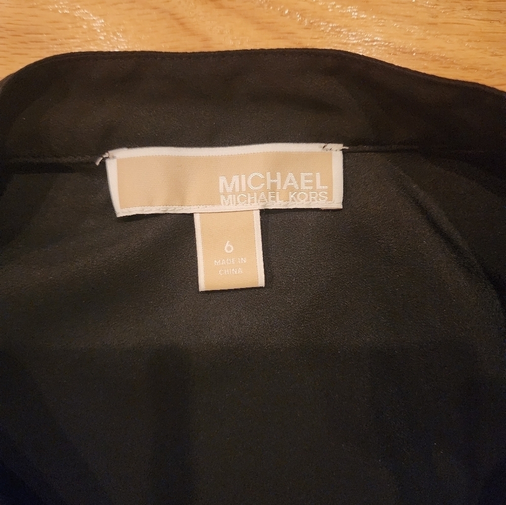 Michael Kors Black Zipper-Pocket Long Sleeve Blouse Size 6 - Picture 5 of 11